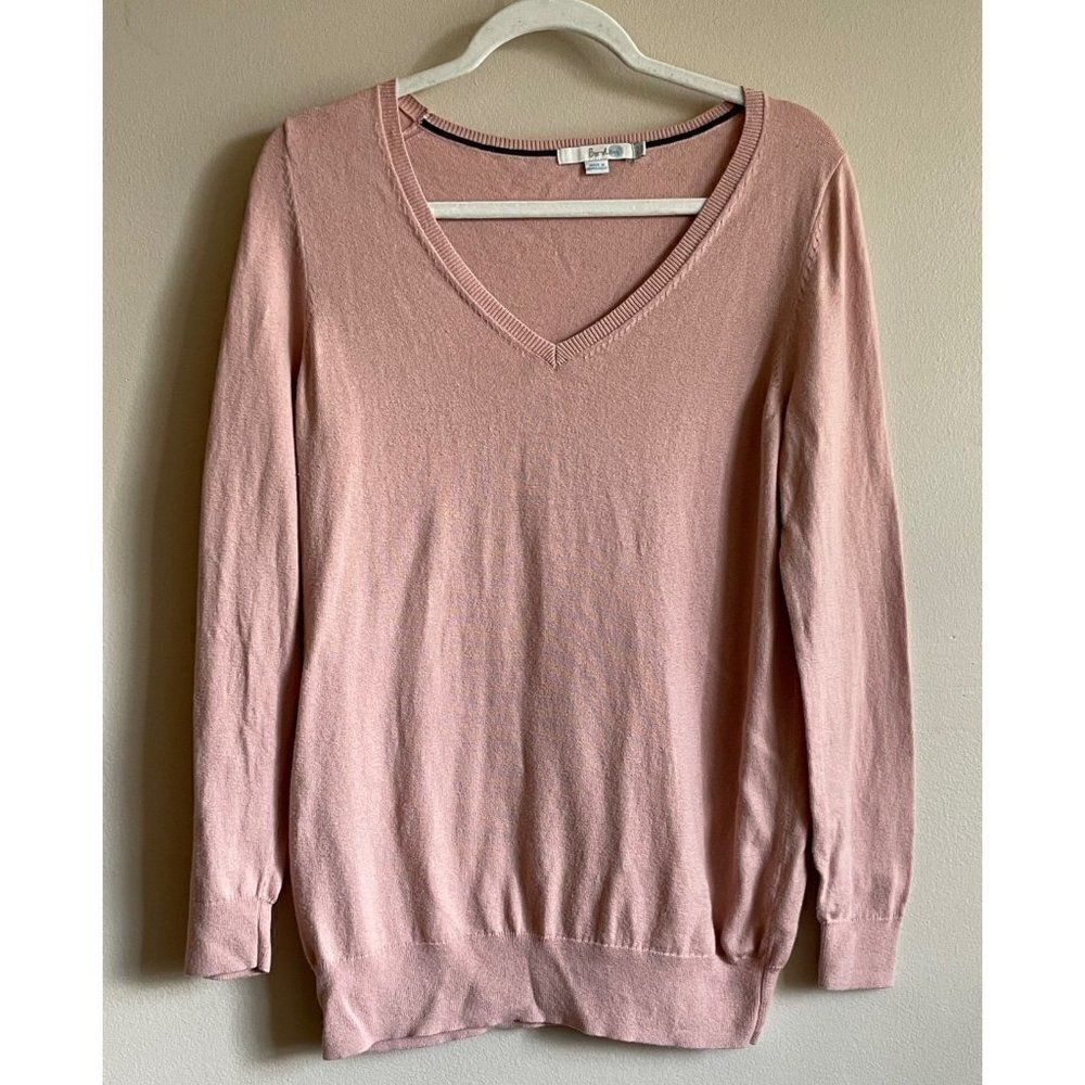 Boden light pink Vneck sweater wool blend‎ womens sz 6 minimalist